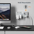 Flat Plug 15 FT Extension Cord, TESSAN Surge Protector Power Strip with 8 AC and 3 USB(1USB-C) Ports, 1080J Protection, Wall Mount Widely Spaced Charging Station for Home, Office, School, Dorm Room