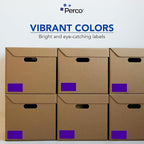 Perco Purple Labels 3x5 Inch 500 Stickers/Roll with Easy Peel Perforation and Strong Adhesion for Inventory Management, Color Coding, Moving Boxes, Retail, Organizing & Crafts – Made in USA