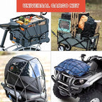 Cargo Net Motorcycle Fuel Tank Net Natural Latex Core, 15"x 15" Extends to 30"x 30" with 2"x 2" Mesh for Motorcycle Helmets, Bikes, ATVs, UTVs, Luggage (Black, 1 Pack)