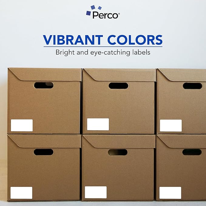 Perco White Labels 3x5 Inch 500 Stickers/Roll with Easy Peel Perforation and Strong Adhesion for Inventory Management, Color Coding, Moving Boxes, Retail, Organizing & Crafts – Made in USA