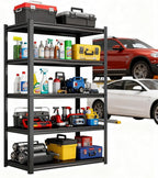 Garage Shelves,14-48''W Heavy-Duty Storage Shelves, Double-Layer Uprights, Thickened Shelves, Waterproof &Rustproof, Suitable for Indoor & Outdoor Use. (Black, 36''W*14''D*78''H, 5-Tier)