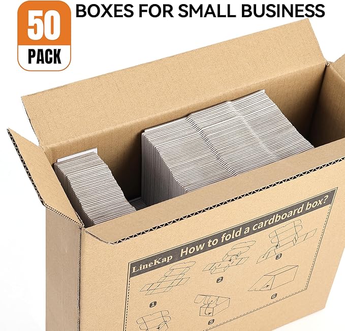 Small Shipping Boxes 3.5x3.3x1.6 Inches, 50-Pack Brown Corrugated Cardboard Gift Boxes for Mailing, Packaging & Storage