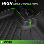 Floor Mats Custom for 2024-2025 Ford Ranger SuperCrew Cab All Weather Protection TPE Heavy Duty Non-Slip Automotive Floor Liners Fits Front& 2nd Row Full Set Accessories, Black