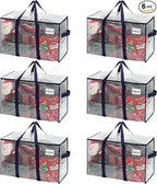 VENO 6 Pack Moving Bags and Large Christmas Storage Bins with lids. Alternative to Moving Boxes, Packing Supplies for College. Extra Large Heavy Duty Totes for Packaging (Clear, 6 Pack)