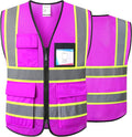 Purple Safety Vest for Men Women Reflective with 8 Pockets and Zipper Front Mesh High Visibility Vest Hi Vis Construction Work Vest,Meets ANSI/ISEA Standards(EKH1-Purple-2XL)
