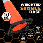 Xpose Safety 36 Inch Orange Slim Line Traffic Cones with 6" & 4" Collars, 1 Pack Multipurpose PVC Plastic Safety Cone for Parking, Soccer, Caution, Kids & Construction - DOT Approved