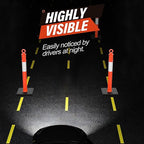 RoadHero 45 Inch Delineator Post with Base, Portable Orange Traffic Delineator Posts Cones with Reflective Collars for Parking Lots, Road Safety, Construction Events 6 Pack
