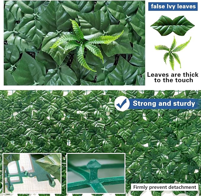 Artificial Ivy Fence Privacy Screen with Mesh Back, 59" x 118" Faux Ivy Vine Leaf Fence Panels, Balcony Privacy Screen, Hedge Wall Decoration for Outside, Garden, Yard, Patio