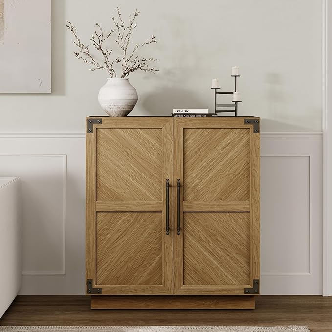 SICOTAS Sideboard Buffet Cabinet with Storage - Modern Farmhouse Credenza with Doors and Adjustable Shelves Fluted Kitchen Buffet Storage Cabinet Coffee Bar Cabinets