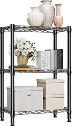 750 lbs 3 Tier Shelf Metal Storage Shelves Shelving Wire Rack Heavy Duty Closet Organizers for Garage Kitchen Bathroom Laundry Black 13.8" D x 23.6" W x 35.5" H
