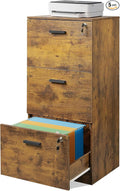 DEVAISE 3 Drawer File Cabinet with Lock, Vertical Wood Filing Cabinet for Home Office, Printer Stand for Letter and A4 Size, Rustic Brown