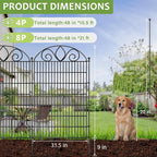 4 Panels No Dig Tall Garden Fence Panel – 48" H X 10.5' L Rustproof Metal Dog Fence Outdoor for Yard, Decorative Animal Barrier Fence for Pet, Garden Border, Patio, Flower Beds| Temporary Fencing