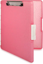 Dexas Slimcase 2 Plastic Clipboard with Storage and Side Opening, Pink Glitter, Office Supplies Clipboards to Organize, Carry and Store, A4 Holder, Style and Functionality Nursing Clipboards