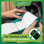 2.25" x 1.25" Thermal Labels | 6 Rolls | 12600 Labels | fits Zebra, Munbyn, Rollo, Godex, Arkscan, iDPRT, Offnova Thermal Label Printers and More | Blank White Adhesive Stickers by Ecotherm