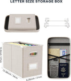 Oterri File Organizer With Lid, Hanging Filing Box With Mesh Pocket, Document Organizer for Letter Files, Portable Storage With Smooth Sliding Rail for Office & Home (2 PCS, Beige)