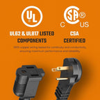 Flat Extension Cord 20 ft for Indoor & Outdoor Use by Bindmaster- UL-Listed 3-Prong Power Cord- Space-Saving Flat Angled Extension Cord- Grounded Outlet Extension Wire- Black
