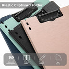 Y YOMA Clipboard Folder, A4 Foldable Plastic Clipboard with Metal Clip, 360° Rotating Cover, Waterproof Work Folder for Home, Office, School, Field Work, Outdoor - 2 Pack, Pink