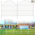 10 Panels No Dig Decorative Garden Fence for Yard, 24in (H) x 20ft (L) Rustproof Metal Wire Panel Border Animal Barrier Fencing for Dog, Rabbits, Flower Bed Edging Ornamental with Ground Stake, White