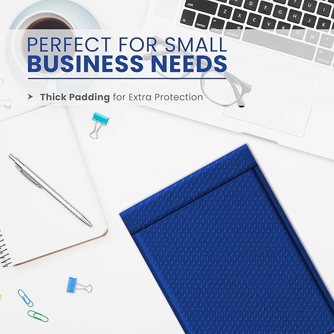 Royal Blue 8.5x12 Inch Poly Bubble Mailers #2 | Self Seal Large Padded Envelopes | Air Cushioned Bubble Mailer | Usable Size 8.5x11 | Waterproof Lightweight Mailing Shipping Bags | 100 Pack Bulk