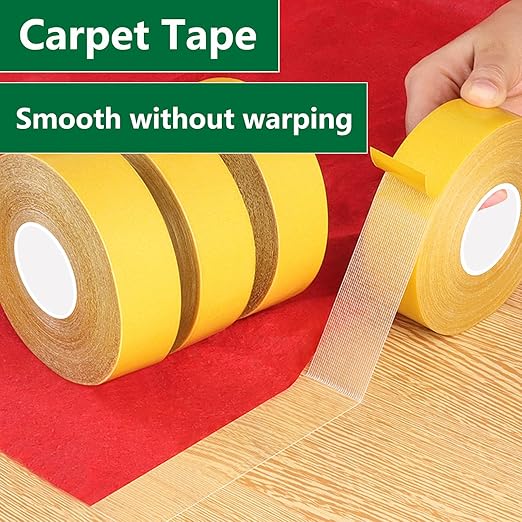 CHENYA 164 Ft Double Sided Tape Heavy Duty,High Tack Strong Wall Adhesive with Fiberglass Mesh,Super Sticky Resistente Clear Hem Tape for Crafts,Carpet,Picture,1.18" Wide