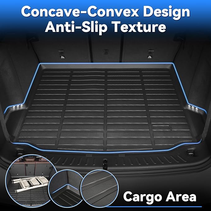 Hutisya-Floor Mats & Cargo Liner with Backrest Set Fit for Mazda CX-50 Hybrid 2025 All Weather Protection Anti-Slip & Durable TPE Full Set Liners Automotive Accessories-Black