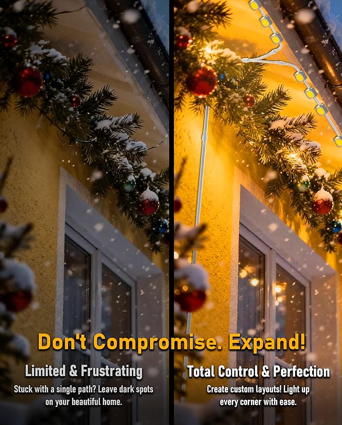 Y-Splitter for Govee Permanent Outdoor Lights, Waterproof Y-Connector Extension Cord Compatible with Govee 3Pin H705A/B/C, Expand Holiday Lighting for Christmas, New Year, Roof, 1 Male to 2 Female