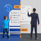 Rolling Dry Erase Board 46 x 32 - Large Portable Magnetic Whiteboard with Stand - Double Sided Easel Style with Wheels - Mobile Standing Whiteboard for Office, Classroom & Home