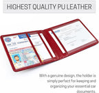 CANOPUS Car Registration and Insurance Holder, PU Leather Card Holder, Vehicle Glove Box Organizer for Auto, SUV, Truck and Motorcycle, Red