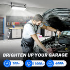 6 Pack LED Shop Lights, 100W 11000LM Plug in Garage Light with 6FT Power Cord, IP66 Waterproof Work Bench Shop Lights for Garage, Workshop, Warehouse, Outdoor, Yard, Garden