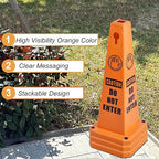 OrangeStar Do Not Enter Cones 4-Pack, 26.5" Large 4-Sided No Entry Message Safety Cones with Heavy Rubber Base for Indoor Outdoor Use, Traffic Control, Security, Warehouse Safety