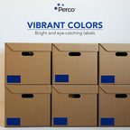 Perco Dark Blue Labels 3x5 Inch 500 Stickers/Roll with Easy Peel Perforation and Strong Adhesion for Inventory Management, Color Coding, Moving Boxes, Retail, Organizing & Crafts – Made in USA