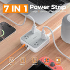 TESSAN Surge Protector Power Strip, 1 Ft Ring Pull Short Extension Cord with Multiple Outlets, 3 USB (1 USB C) 4 Outlets, 900J Surge Protection, Desktop Charging Station for Home, Office, Dorm Room