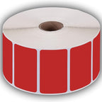 2.25" X 1.25" Direct Thermal Perforated Stickers Labels for Barcodes, Address, Consignment - Compatible with Zebra, Rollo, Godex and More (RED, 12 Rolls)