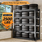 72" H Garage Shelving Units 5-Tier Adjustable Storage Shelves 2500LBS Heavy Duty Metal Shelves Utility Industrial Shelving Rack for Garage Warehouse Pantry Basement,Black (23.6" D×47.2" W×72" H)