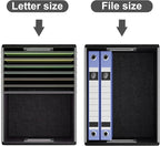 Huolewa Portable Leather File Organizer Boxes with Lids, Collapsible File Folder Organizer Boxes, Decorative Small Filing File Cabinet for Home/Office, Easily Store Documents/Hanging File Folders