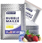 300-Pack Insulated Silver Thermal Bubble Mailers 20 x 23 - Waterproof Metallic Foil Self-Sealing Padded Envelopes for Cold Shipping, Perishables, Food, Cosmetics, Pharmaceuticals