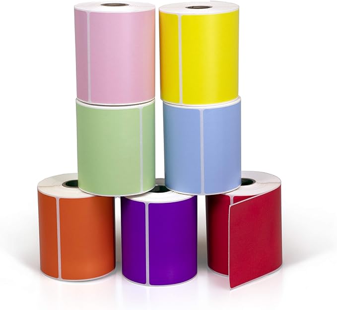 4" X 6" Direct Thermal Perforated Stickers Labels for Shipping Labels, Inventory, and Color Coding - Compatible with Zebra, Rollo, Godex and More (White, 24 Rolls)