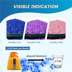 5 Sets 1000g Rechargeable Silica Gel Beads with 1 Cloth Bag, Indicating Blue Desiccants Beads [3-5mm] Moisture Absorber Desiccant Packs for Storage