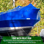 Farm Plastic Supply Polyethylene Plastic Shrink Wrap - 7 mil – Boat Shrink Film for Heat Gun, Industrial Shrink Wrap, Plastic Sheeting for Storage & Protection (Blue, 14' x 125')