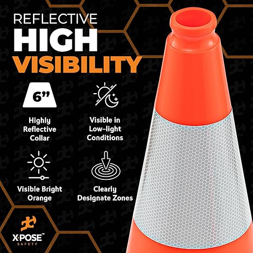 Xpose Safety 18 Inch Orange Traffic Cones 6" Collar - Bulk Full Pallet 928 Pack Multipurpose PVC Plastic Safety Cone for Parking, Soccer, Caution, Kids, and Construction - DOT Approved