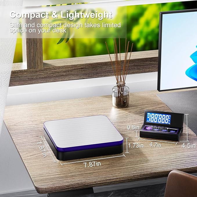Digital Wireless Shipping Postal Scale 110lbs/0.1oz Accurate,Foldable LCD,Package Scale with Stainless Steel/5 Units/Tare/Hold Function,Postage Scale for Packages,Mail Scale,Black+Purple