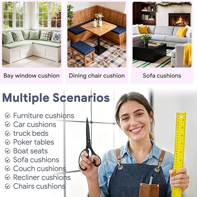 Upholstery Foam 2×24×72 Inch High Density Foam Strong Support Seat Foam for Couch Cushion Replacement Furniture Cushions Car Cushions DIY Projects (6PC)