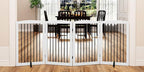 Freestanding Pet Gate - Foldable Wooden Dog Gate, 80 Inch Wide, 4 Panels, White