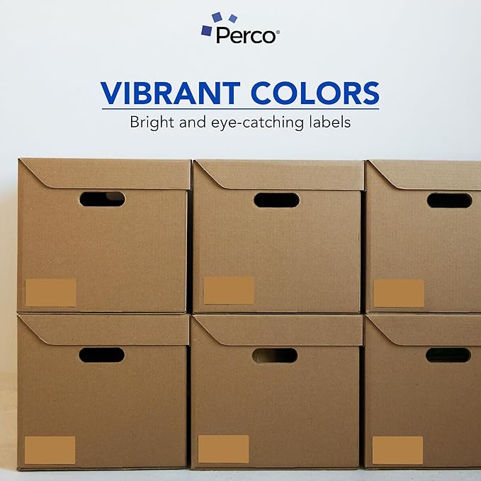 Perco Kraft Brown 3x5 Inch Perforated Sticker Labels — 500 Stickers/Roll — Natural, Cardboard-Like Surface with Permanent Adhesive for Product Labeling, Packaging, Crafting, DIY Projects — Made in USA