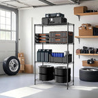1000 lbs 4Tier Shelf Metal Storage Shelves Wire Rack Closet Organizers with Wheel for Garage Kitchen Bathroom Laundry Black 13.7" D x 29.5" W x 47.2" H