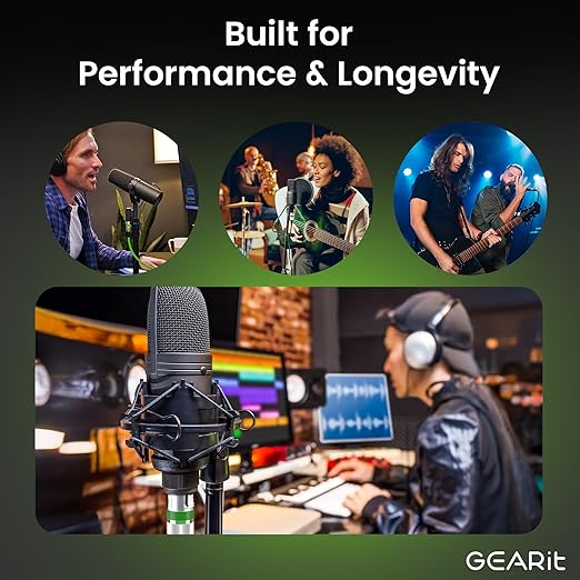 GEARit XLR Male to Female Microphone Cable (100 Feet, 1 Pack) 3-Pin Balanced Shielded Mixer, Recording Studio, Podcast - Green