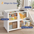 200Gal Plastic Stackable Storage Bins with Lid, 800Qt Collapsible Closet Organizer and Storage, Folding Storage Box with Wheels and Clear Doors for Home Kitchen Office Dorm Room, 4Pack White
