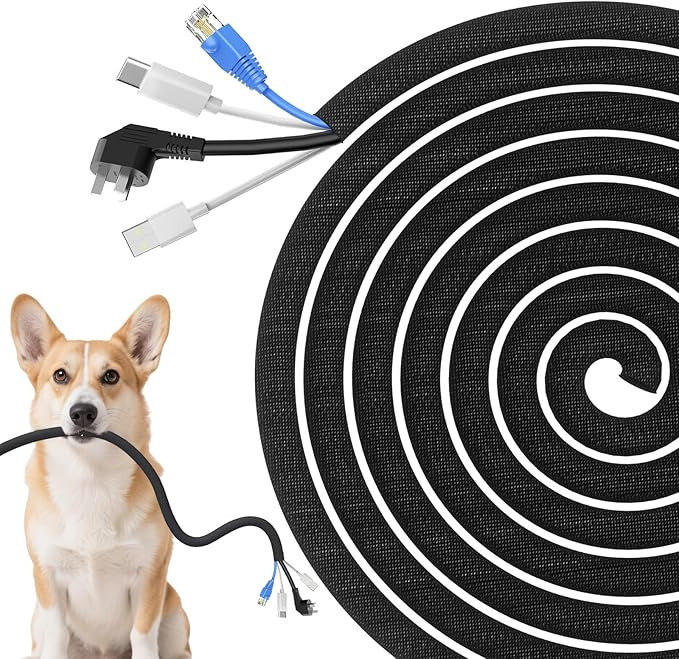 Cord Protectors from Pets No Chew, Ultra Durable Wire Protector Cord Covers for Pets, Flexible Cable Sleeve Cord Management for TV/Computer/Electric Wires/Phone Charging Cables (3/8"-10Feet)