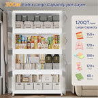 120GAL Plastic Storage Bins with Lid, 480QT Extra Large Stackable Closet Organizers and Storage, Collapsible Storage Boxes with Wheels, Folding Cabinet for Home Kitchen Office, 4Pack White