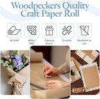 Woodpeckers Brown Kraft Paper Roll 30 inch Wide, 12000 inch Long, 1 Roll, Jumbo Roll for Eco Friendly Christmas Gift Wrapping Paper and Packing Paper